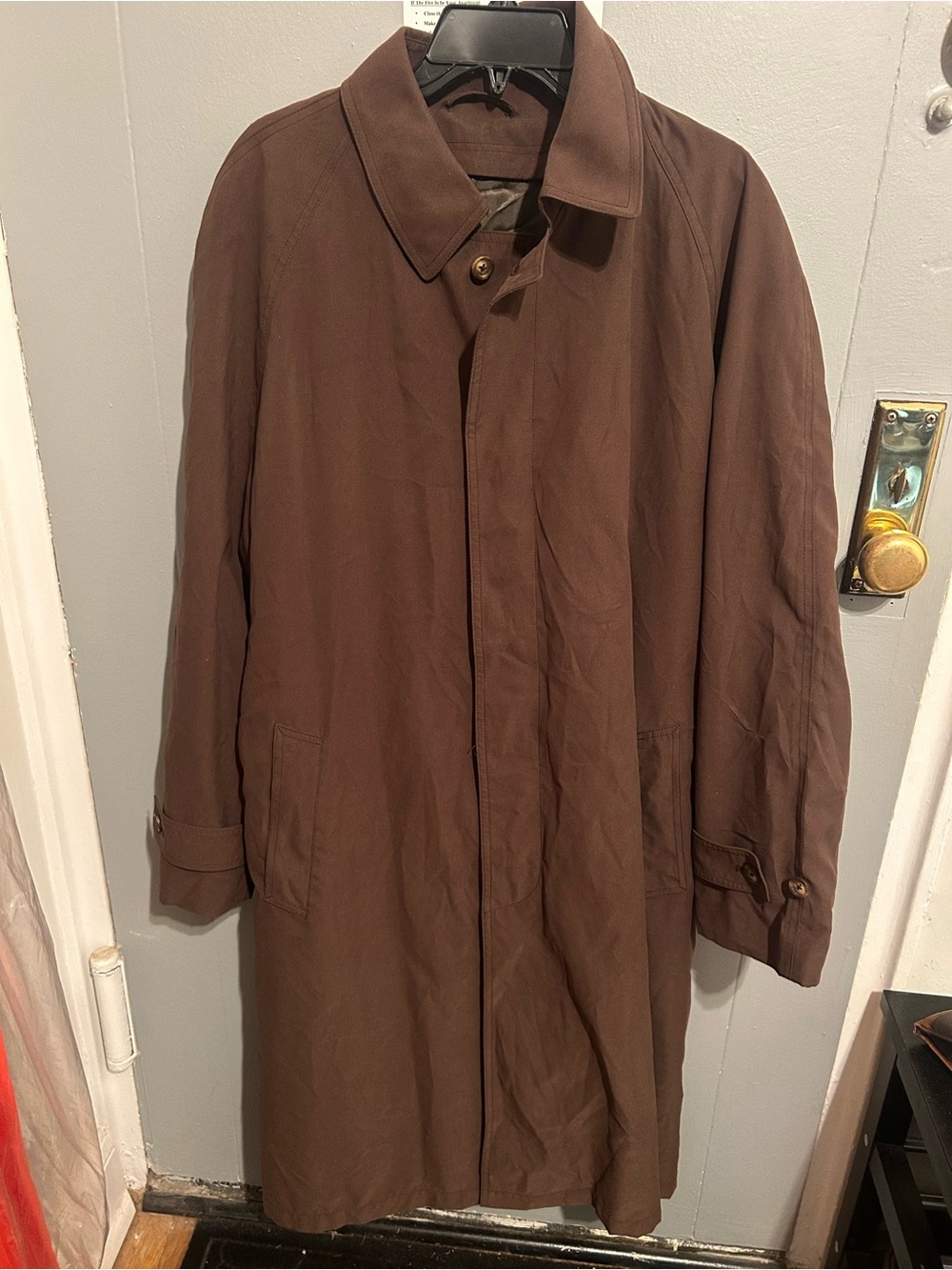 Lauren Ralph Lauren Mens Brown Car Coat Hidden Button Trench Jacket 42R